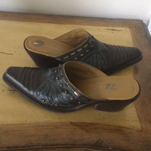 Leather mules country cowboy size 8.5